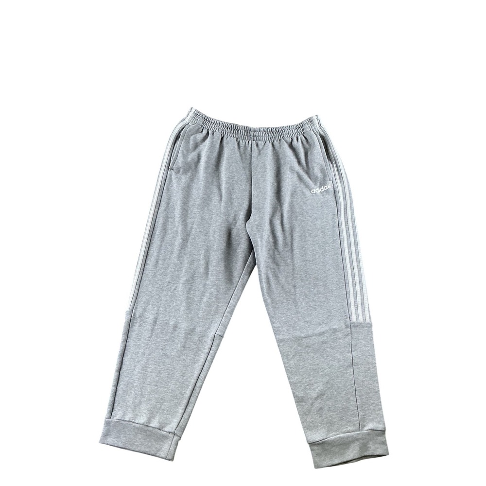 Adidas Mens 2XL Gray 3-Stripe Jogger Sweatpants Fleece Lined Athletic Pants